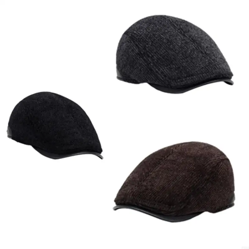 

P88A Classical Wool Caps for Men Soft and Stylish Vintage Hat with Ear Flap Winter Activity Accessory Headwear