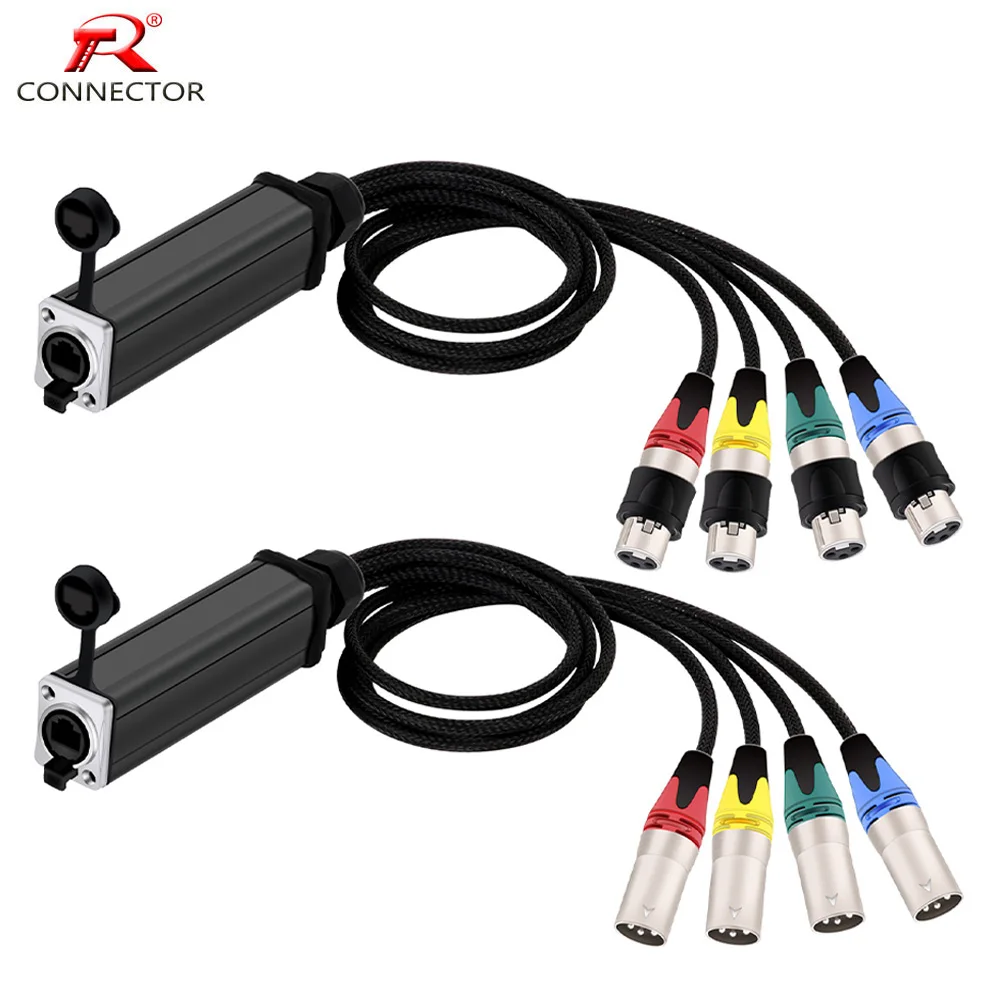 

Водонепроницаемый 4-канальный 3-контактный удлинитель XLR RJ45 CAT5, многосетевой приемник, аудио-адаптер, кабель для сетевого удлинителя сцены