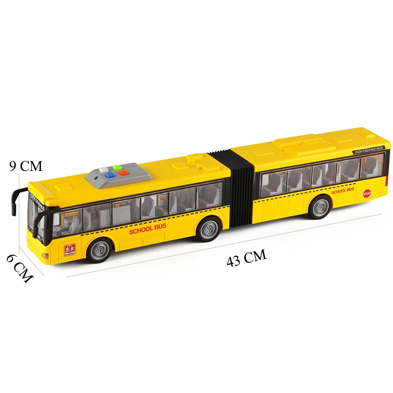 High-quality lengthened double-section large drop-resistant bus children\'s baby simulation inertial bus model toy