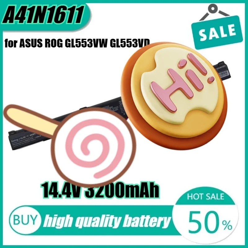 

14,4 В 48 Втч 3200 мАч A41N1611 Аккумулятор для ноутбука ASUS ROG GL553VW GL553VD GL553VE GL553 GL753V A41LP4Q 4INR19/66