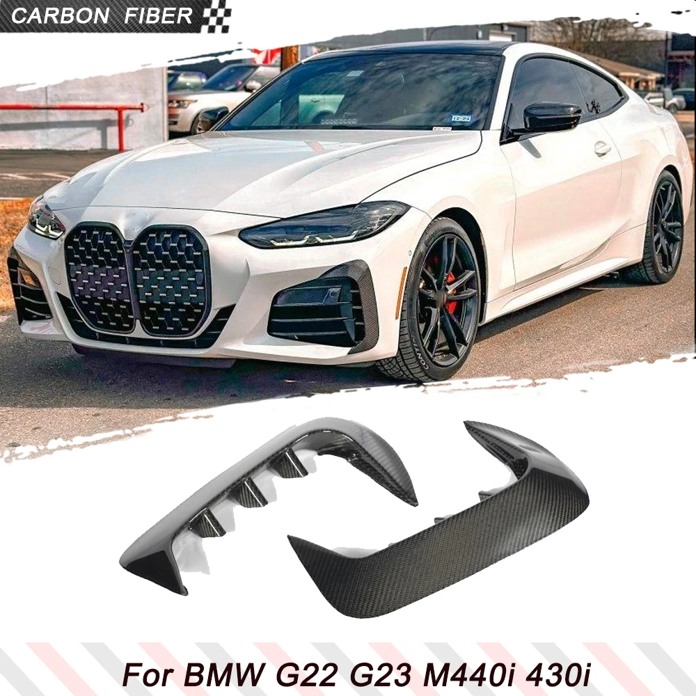 

Carbon Fiber Car Front Bumper Canards Fins Splitters for BMW 4 Series G22 G23 M Sport 2021 2022 Front Bumper Fins Side Air Vents