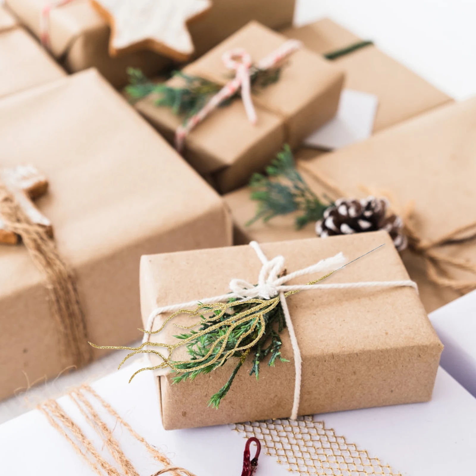 

10pcs Glitter Leaf Decor Festival Simulation Leaves Christmas Garland Accessory For Xmas Tree Party Decor Craft Diy Gift