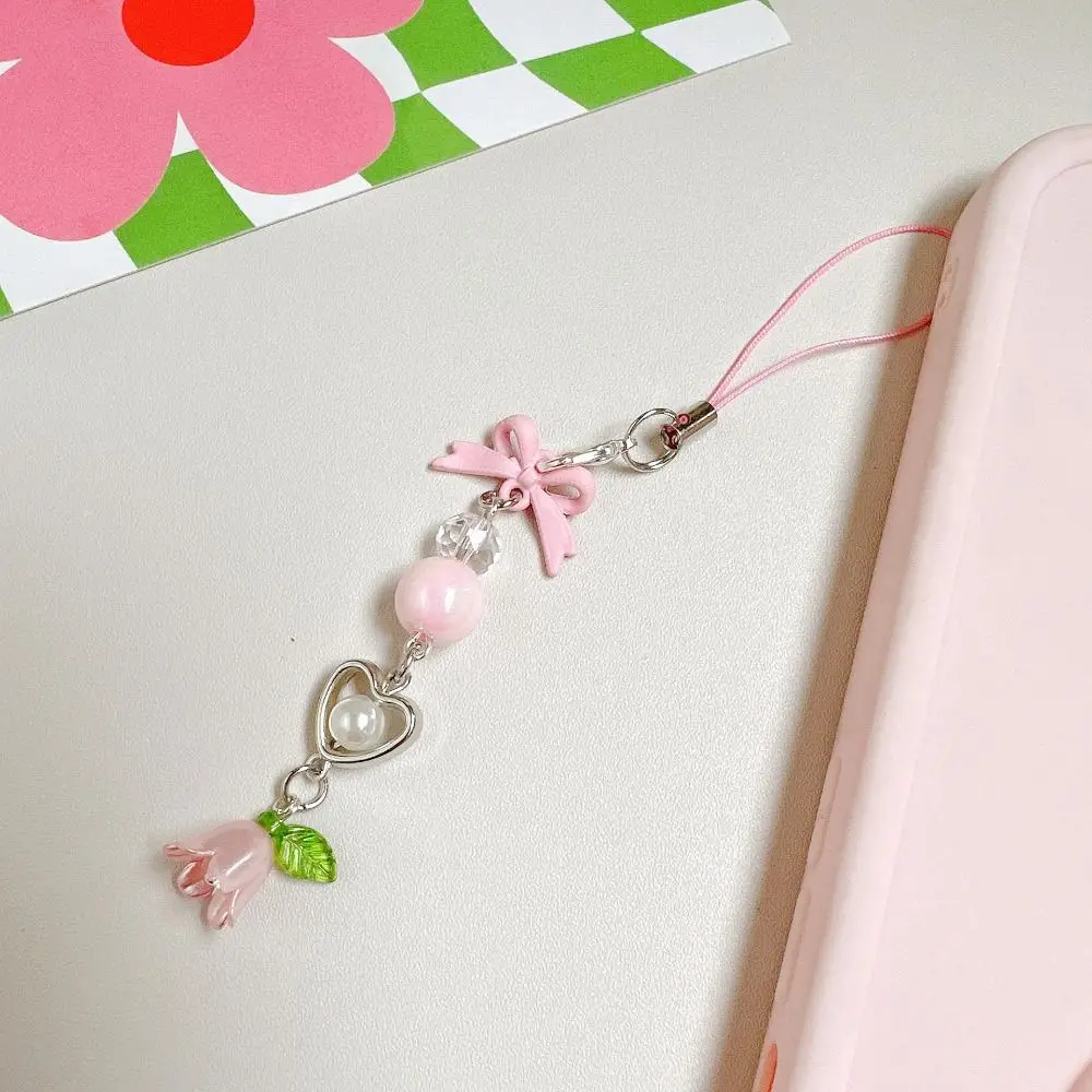 

Bow Bead Phone Chain Anti-loss Wrist Strap Mobile Phone Lanyard Decoration Pendant Cell Phone Strap Phone Charm