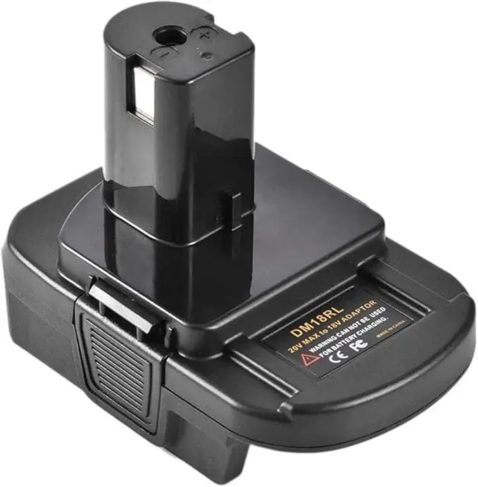 DM18RL Batterieadapter zur Umwandlung von Dewalt/Milwaukee 20V/18V Li-Ionen-Akkus in Ryobi 18V P108 ABP1801, USB-Anschluss, Schwarz/Grün – Detail 13