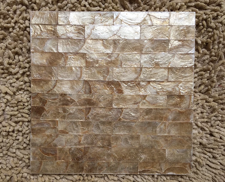fashion brown capiz shell mosaic tile mother of pearl decoration wall panel shower bathroom wallpaper parquet