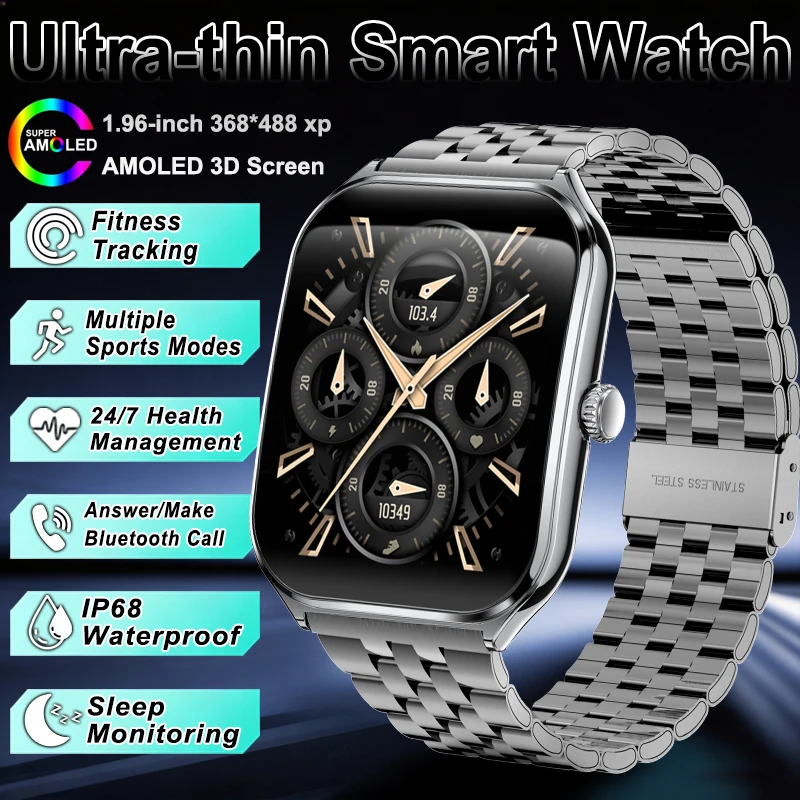 2026 New Ultra Thin Sports Smart Watch Men 1.96