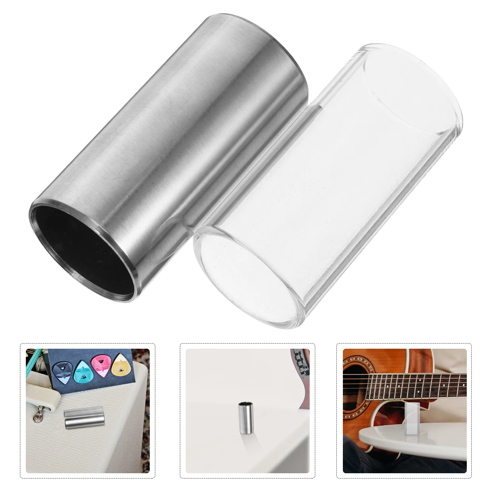 2 Pcs Guitar Finger Tube Guitars Standard Slide Glass Bass Accessories Medium Bottleneck