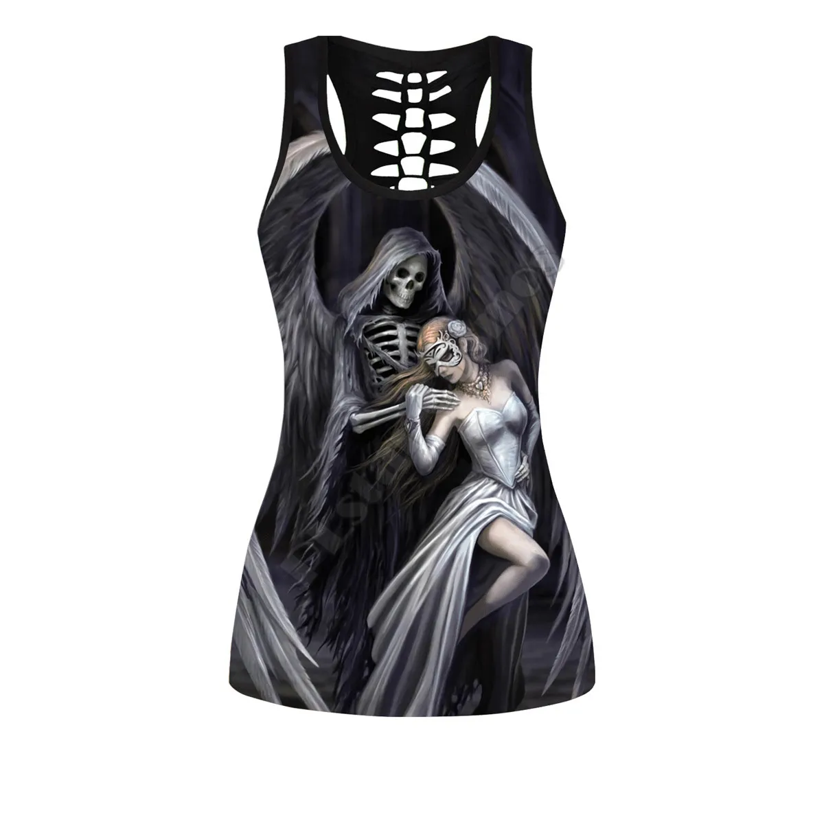 Skull Tattoo Art 3D Printed Tank Top+Legging Combo Outfit Yoga Fitness Soft Legging Summer Women For Girl
