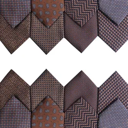New Design Brown Ties For Men Classic Striped Floral Necktie Polyester Shirt Accessories Daily Wear Cravat Wedding Party Gravata