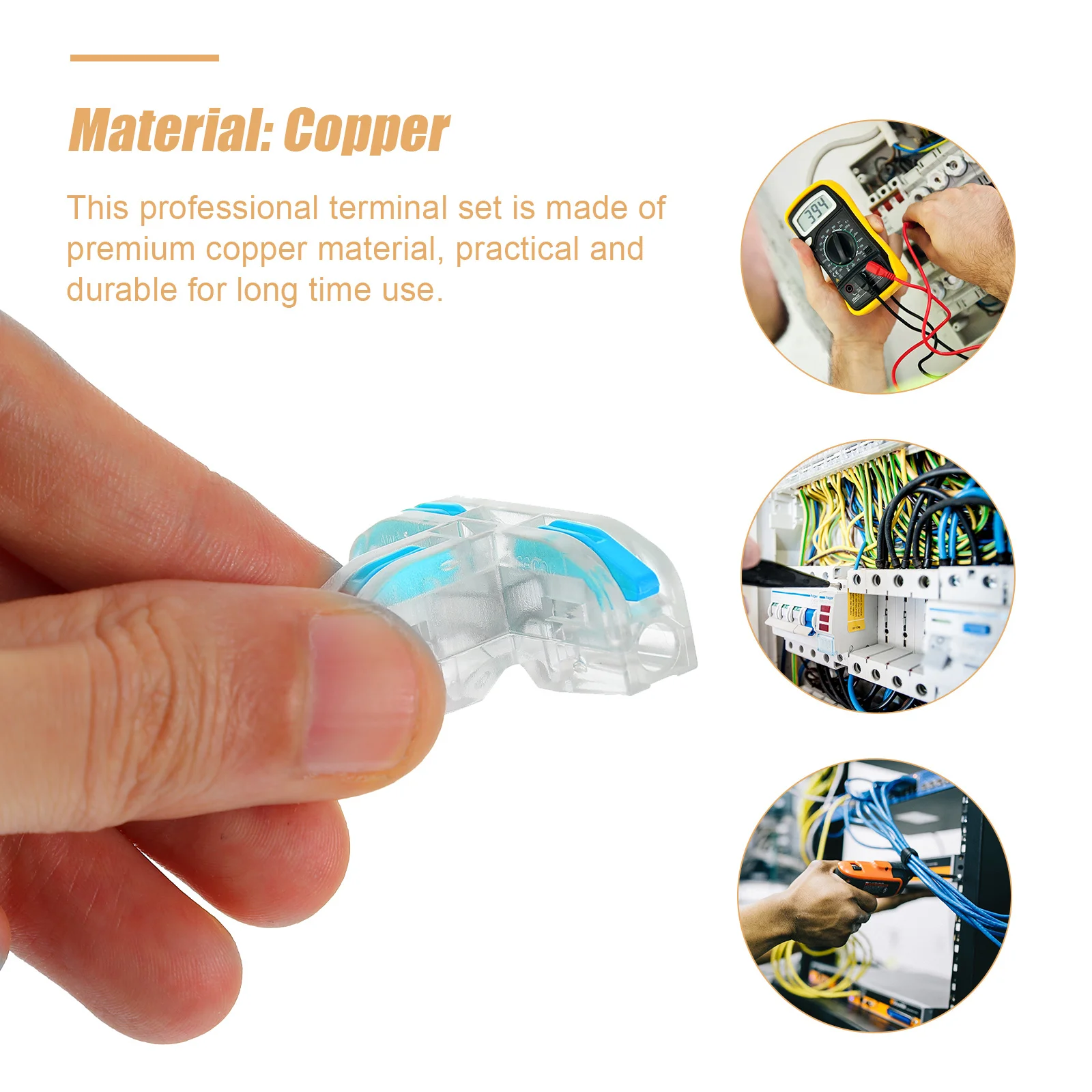 

10Pcs T-Type Copper Wire Terminal Connectors Insulated Quick Splice Cable Electrical Connector Set Copper Terminal