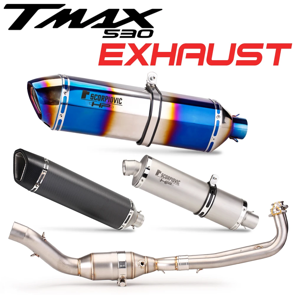 

Motorcross Exhaust Full System Motorcycle Muffler Modified Escape Moto Front Pipe Slip on For TMAX530 TMAX 560 T TMAX 530 17-20
