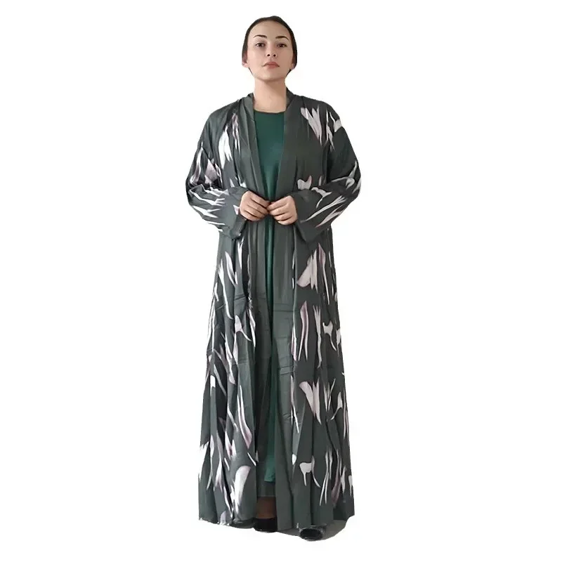 Dashiki African Dresses for Women Fashion Africa Polyester Print Long Sleeve V-neck Long Dress with Inner Outfits Muslim Abaya