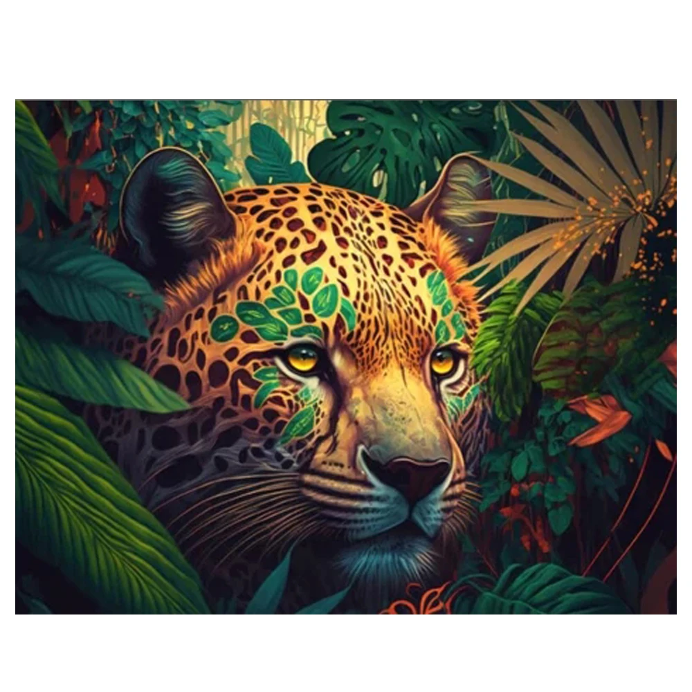 Gold Leopard New 2024 5D Diamond Painting Cross Stitch Jungle Animals Full Square Round Diamond Embroidery Mosaic Diy Gift