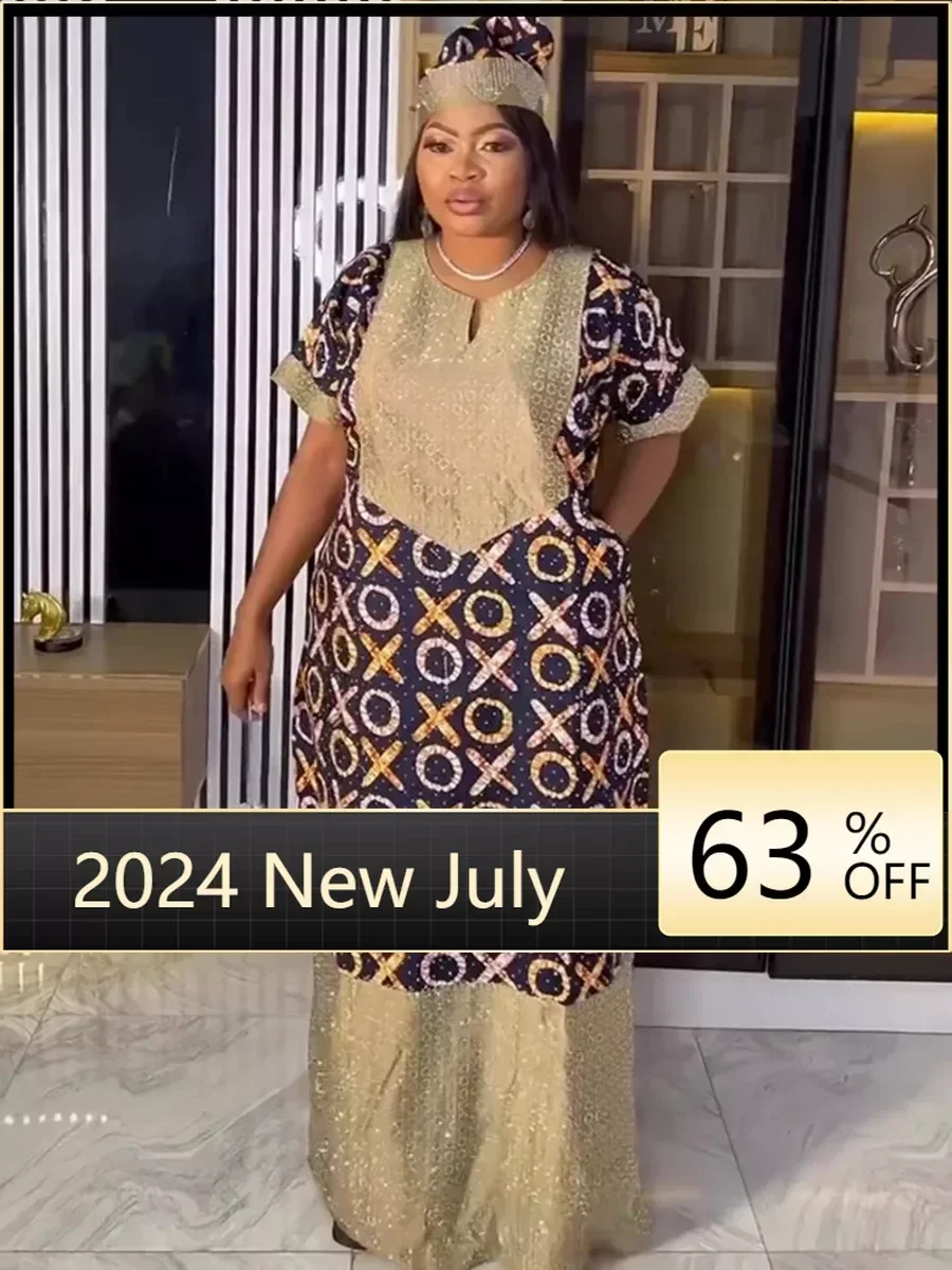 

African Dresses for Women Traditional Africa Clothing Dashiki Ankara Outfits Gown Abayas Robe Muslim Kaftan Maxi Long Dress 2024