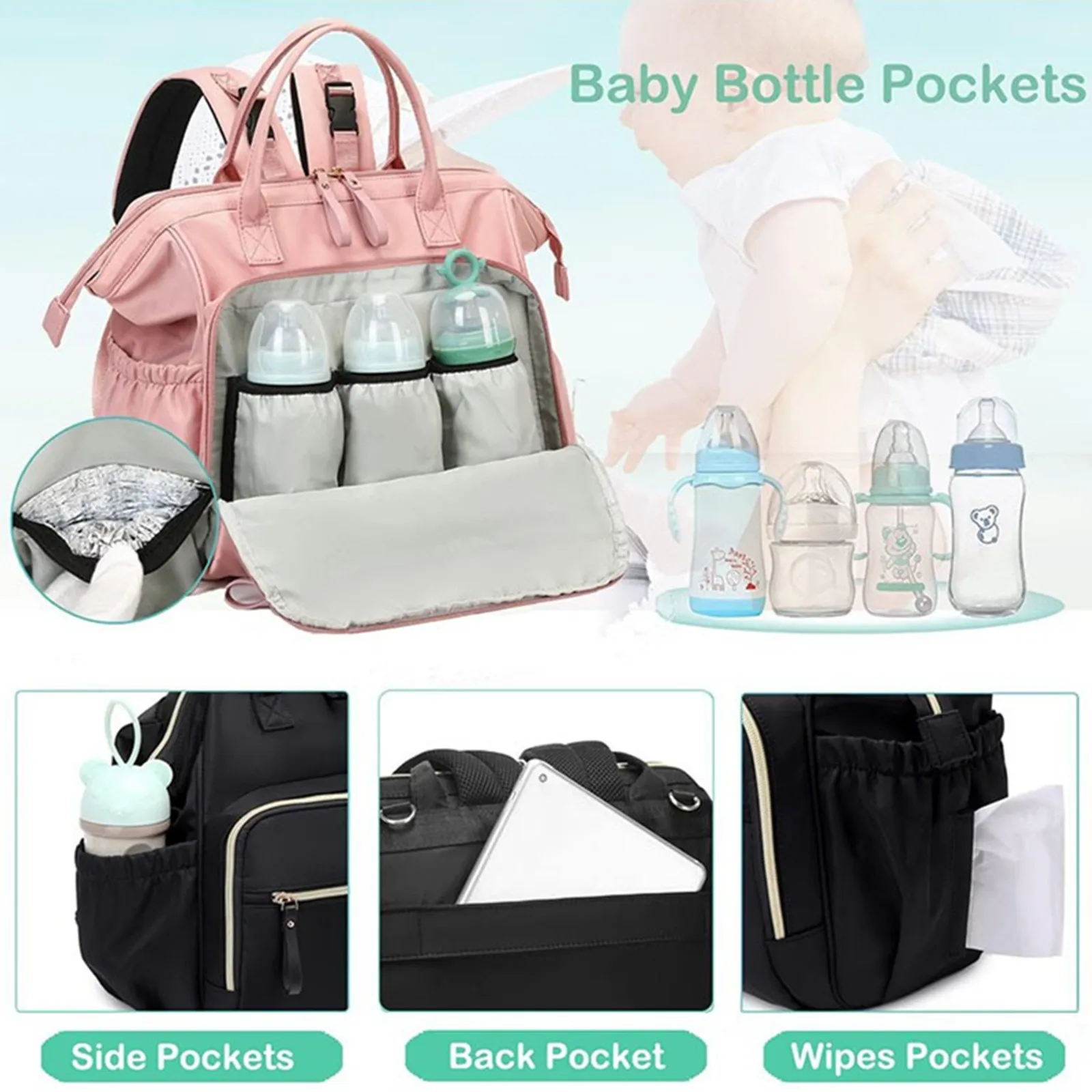 High Capacity Mother Child Urine Bag Handbag Delivery Hospital baby Bottle Storage Box Outdoor Travel Backpack Anti Theft Pocket