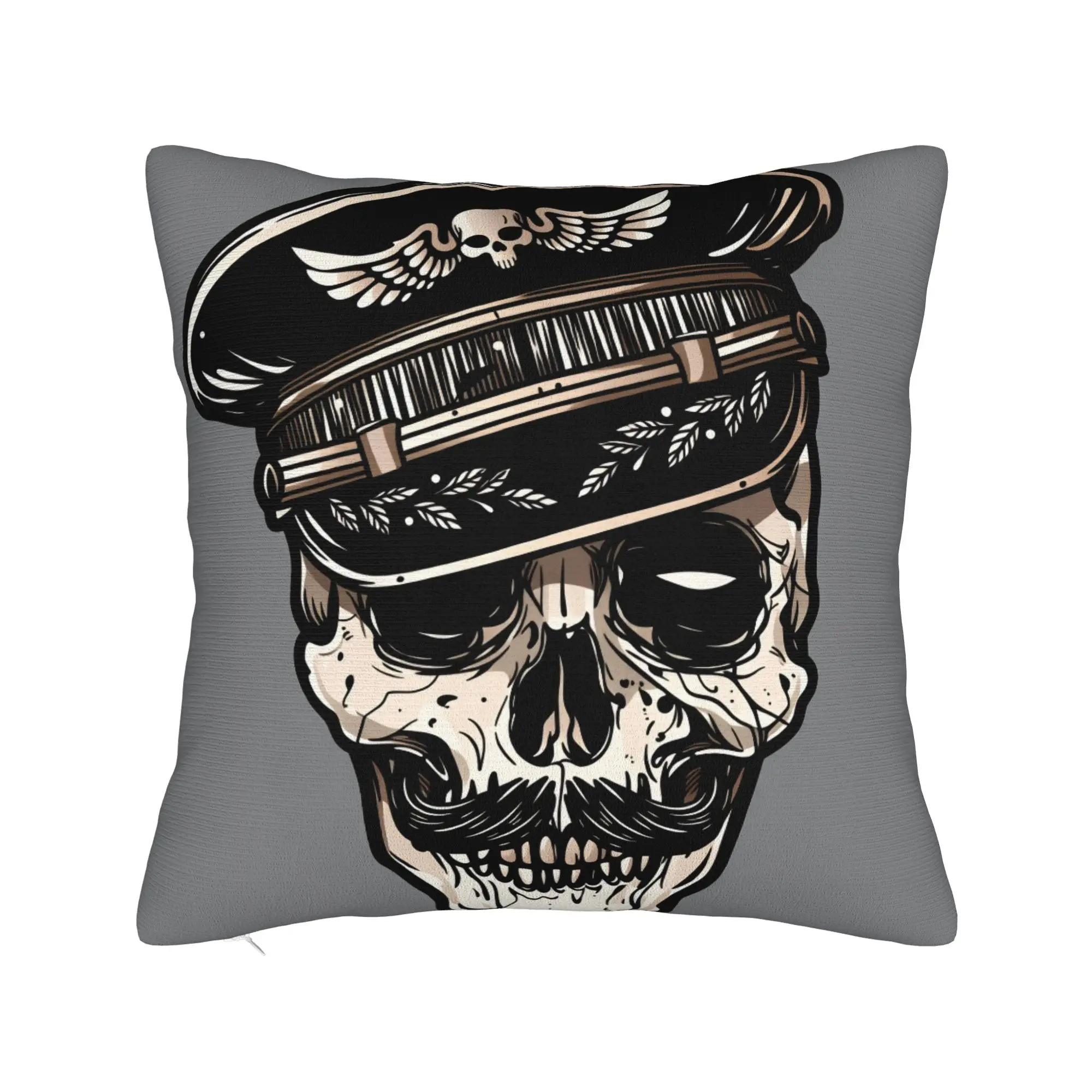 Black Grey Skull Face Día de los Muertos Pillow Cover  Custom Cushion Cover Kawaii Pillow Case For Living Room Sofa