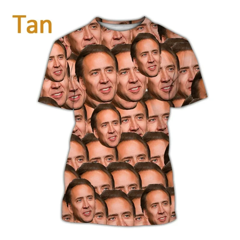 2024 New Funny Nicolas Cage Printed 3D T-shirt Male Summer Fashion Men Women O-neck T shirts Novel and interesting Clothing Tops