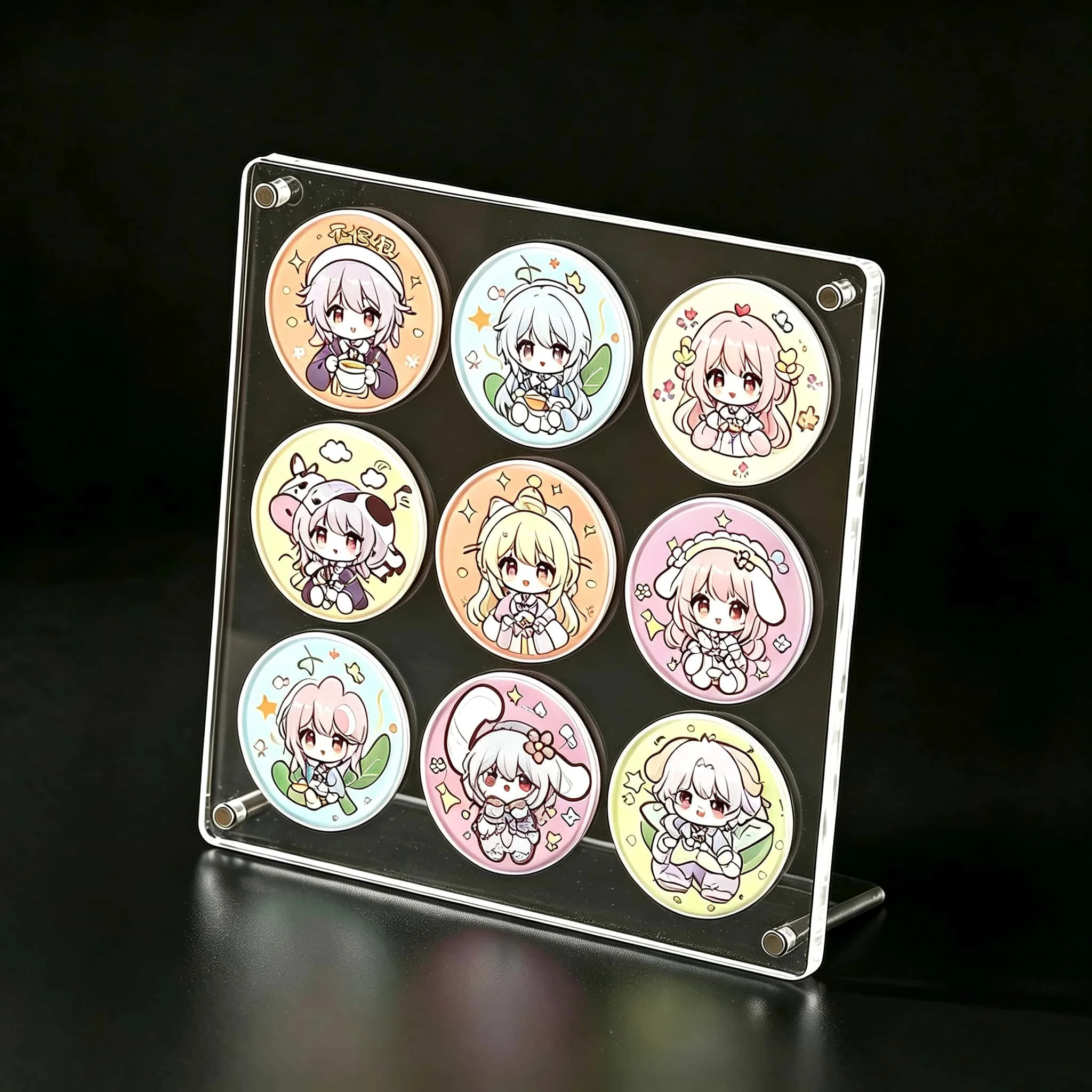 58mm Anime Acrylic Badge Display Stand Clear Dustproof Pin Showcase Holder for Anime Collection Multiple Styles