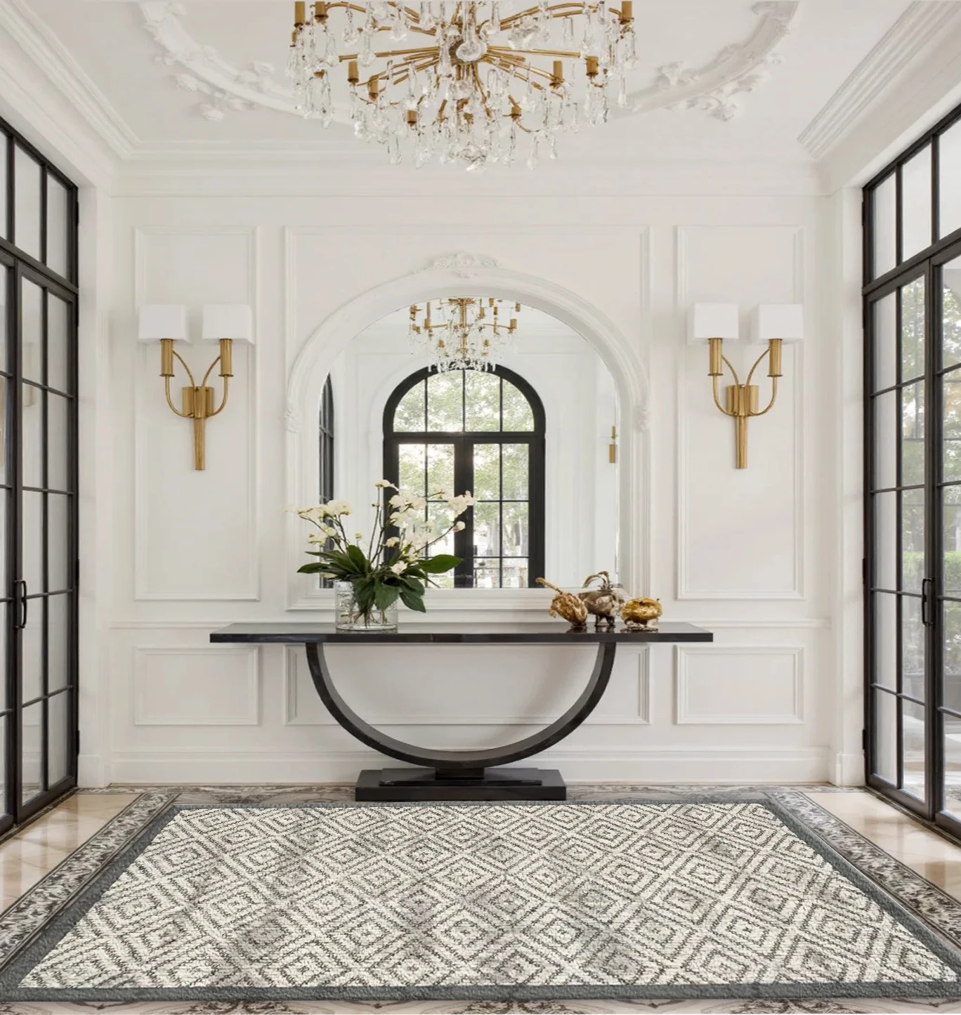 Grey White Diamond Geometric Area Rug Modern Minimalist Living Room Carpet Home Decor Floor Mat