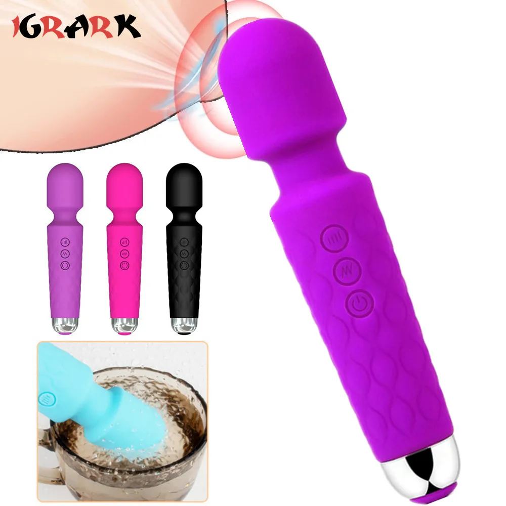 20 Modes Strong Vibration AV Stick Dildo Vibrator Usb Charging Body Massager Vagina Clitoris G-Spot Stimulator Sex Toy For Women