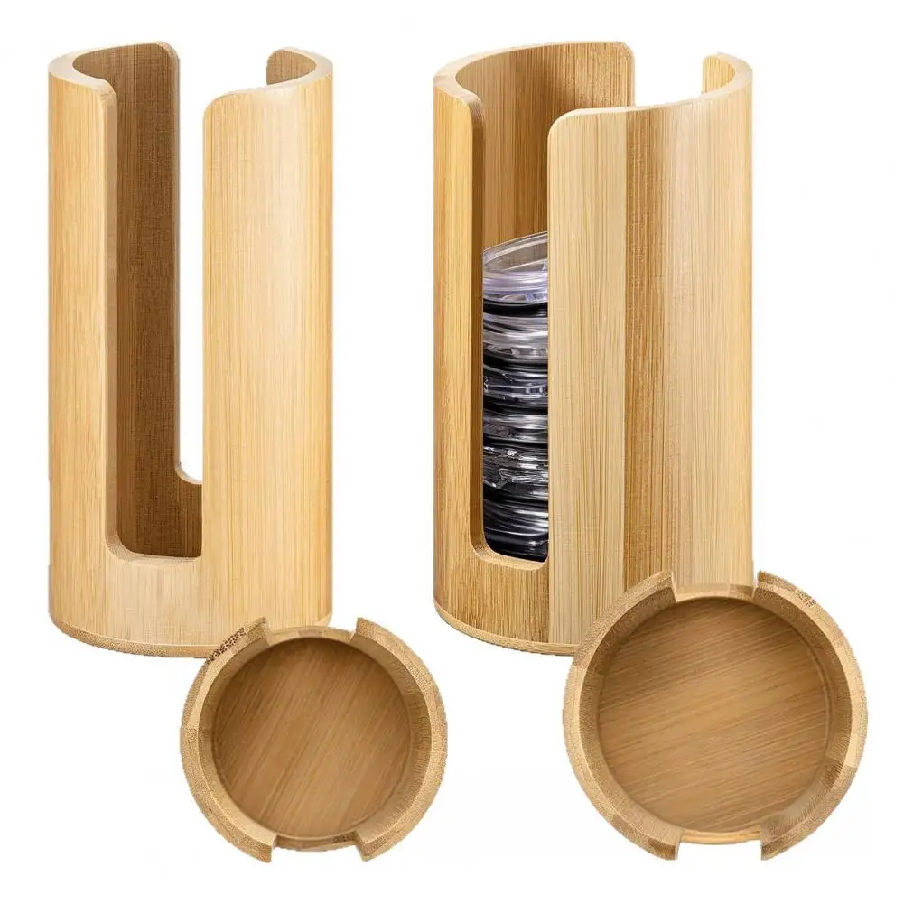 Durable Wood Organizer Wooden Lid Organizer Box Stackable Wide Mouth Canning Lid Storage Bamboo Mason Jar Lid for Countertop