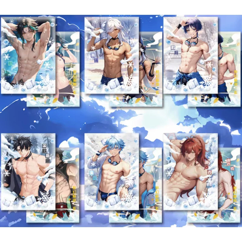 Sexy Male God ACG Anime Nude Card Collection Fold Card Limited Sale Extra Thick Double Sided A4 Size Card Uniform Abs Sexy Boys