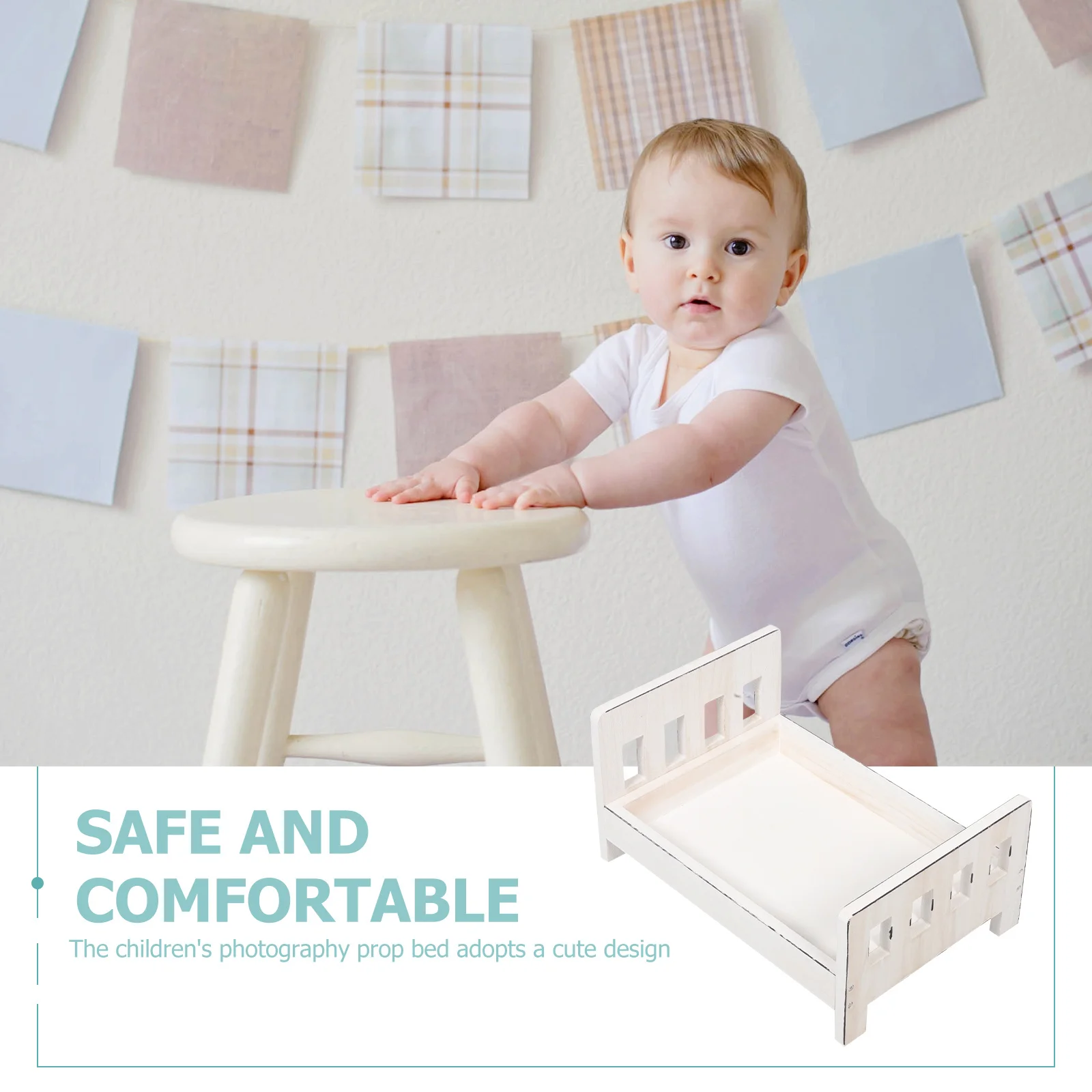 خمر سرير بيبي خشبي التصوير الدعامة الرضع حديثي الولادة التصوير الدعامة الخشب الصلب للجنسين الوليد السرير صورة تبادل لاطلاق النار خلفية