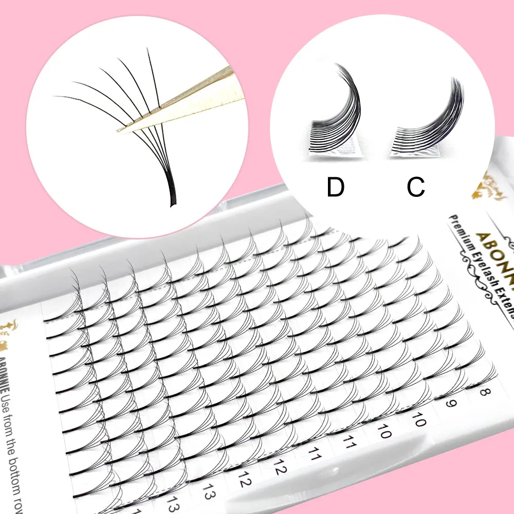 ABONNIE Premade Volume Lash Fans 3D/4D/5D/6D Long Stem Volume Fans Extension Professional Cils Russian Volume Eyelashes