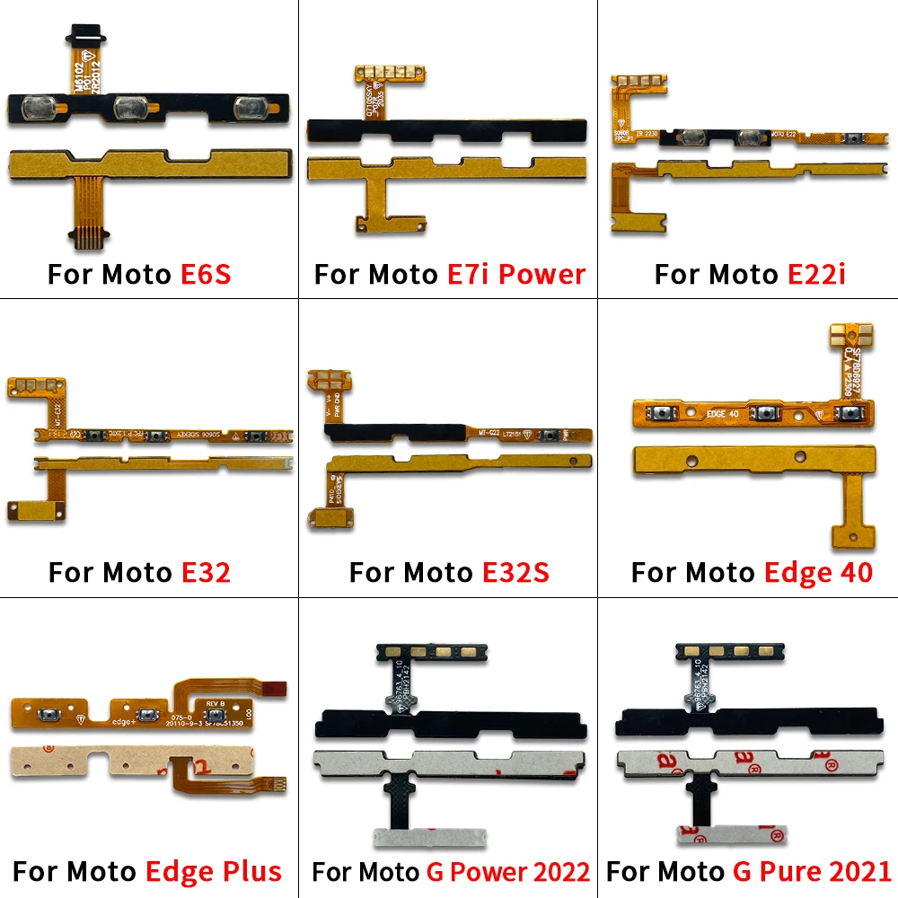 For Moto E22i E32 E32S E6S E7i Power Edge 40 Edge Plus G Power 2022 G Pure 2021 Power On Off Button Volume Switch Key Flex