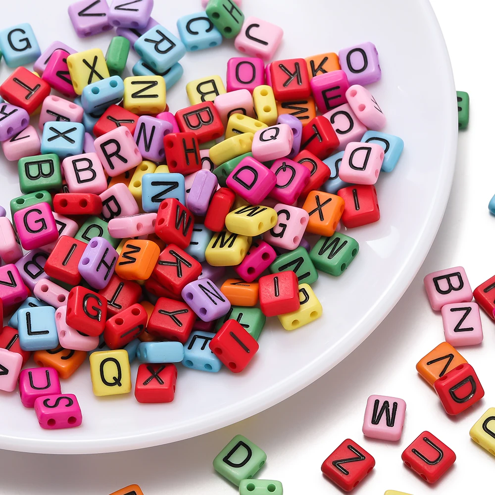 

50pcs/lot Square Mixed Letter Acrylic Beads Loose Spacer Beads for Jewelry Making DIY Bracelet Necklace Accessories