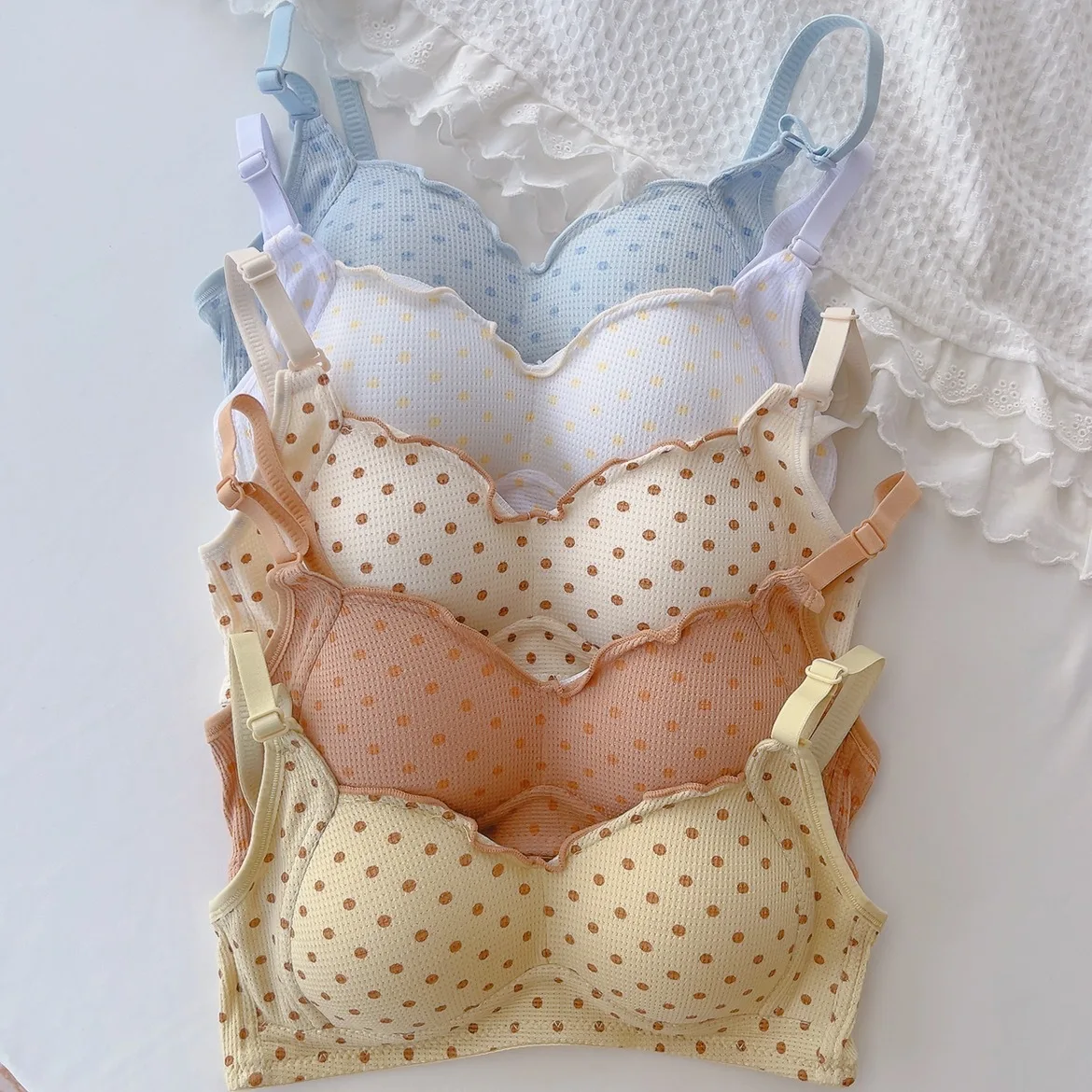

Thin Sexy Women Underwear Female Seamless Bra Girl Lingerie Small Breasts Push Up Wire Free Breathable Adjusted-straps