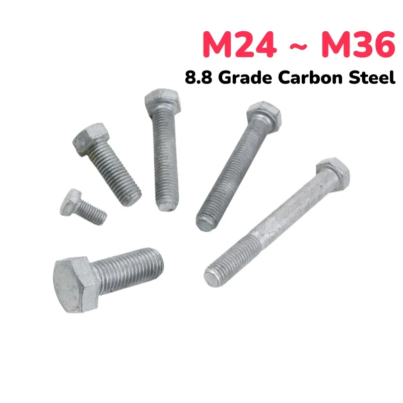 Peijian M24 M27 M30 M33 M36 8.8 Grade Hot-dip Galvanized Full/half Threaded External Hex Hexagonal Screw