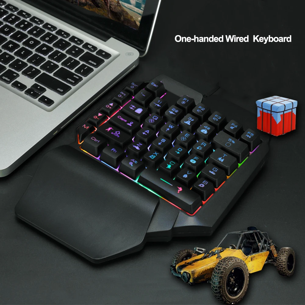 One-Handed Gaming Keyboard 39 Keys Backlit Portable USB Mini Gaming Keypad Wired Ergonomic Game Controller for Computer Laptop