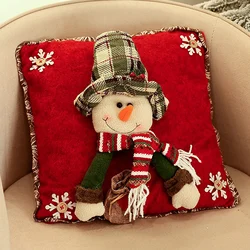 Christmas 3D Cushion Cover Snowman Santa Elk Pattern Pillowcase Sofa Cushion Covers for Home 2026 New Year Christmas Decorations