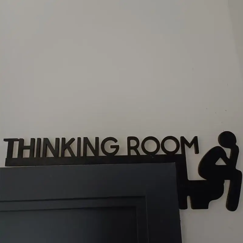 1PCS Modern Wood Toilet Door Sign Funny Thinking Room Wall Sculpture Door Sign Creative Window Door Frame Decoration