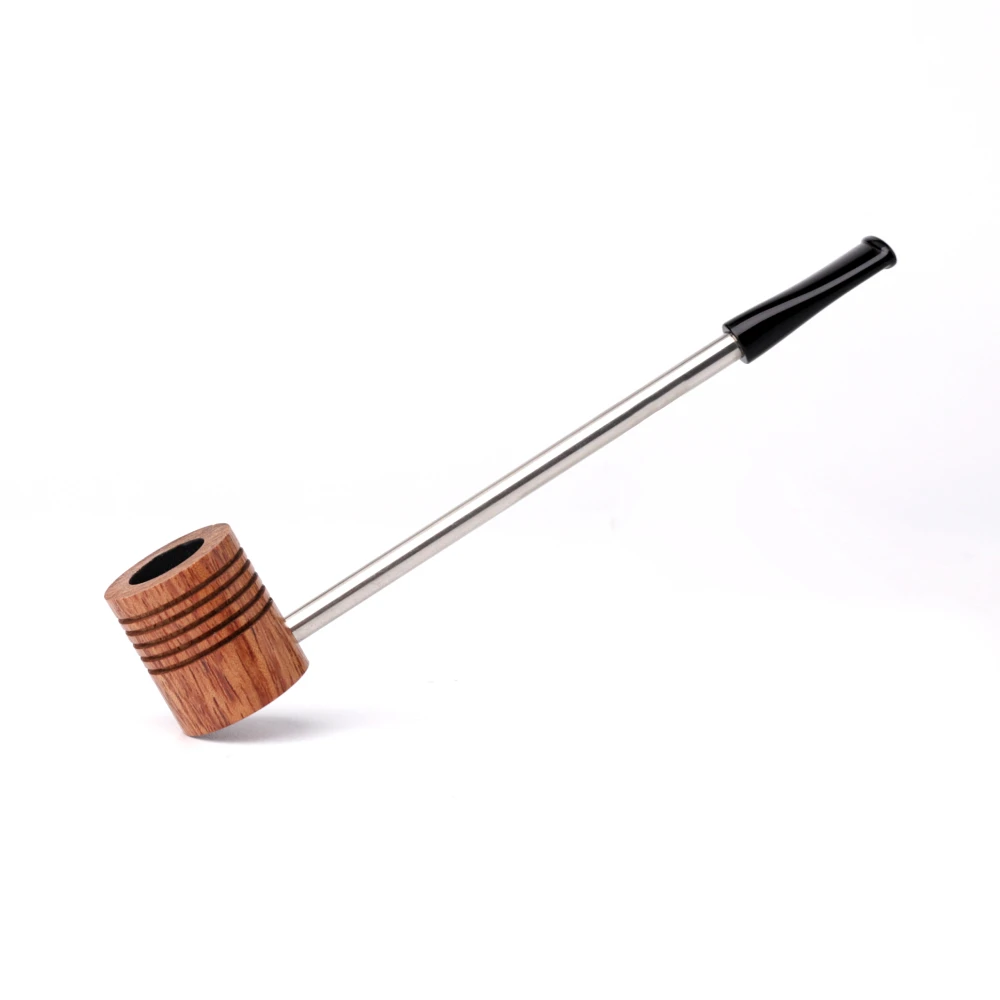Handmade Bubinga Wood Popeye Linear Straight Grain Smoking Pipe Wax Polished Finish Filter-Free Tobacco Pipe