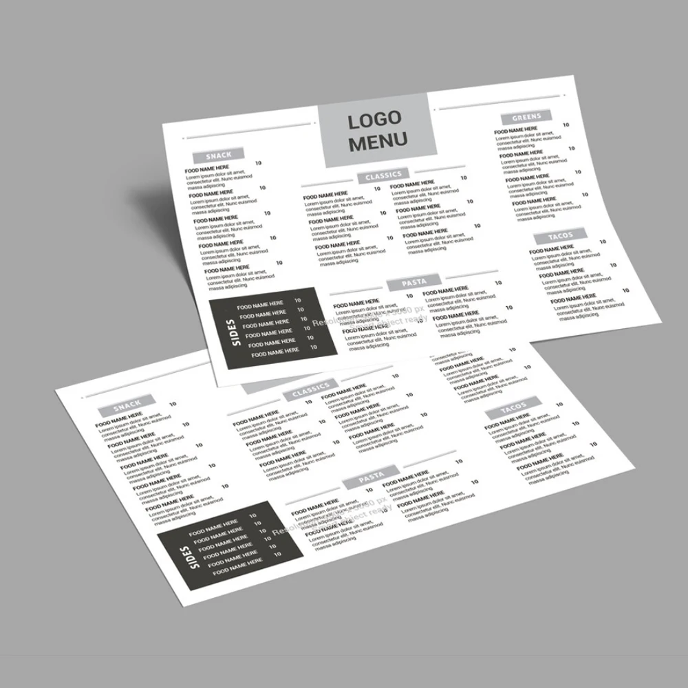 100pcs Custom Menu A4 Size, Send your menu design Customize your menu, Restaurant Menu, Wedding Menu, Bar Menu