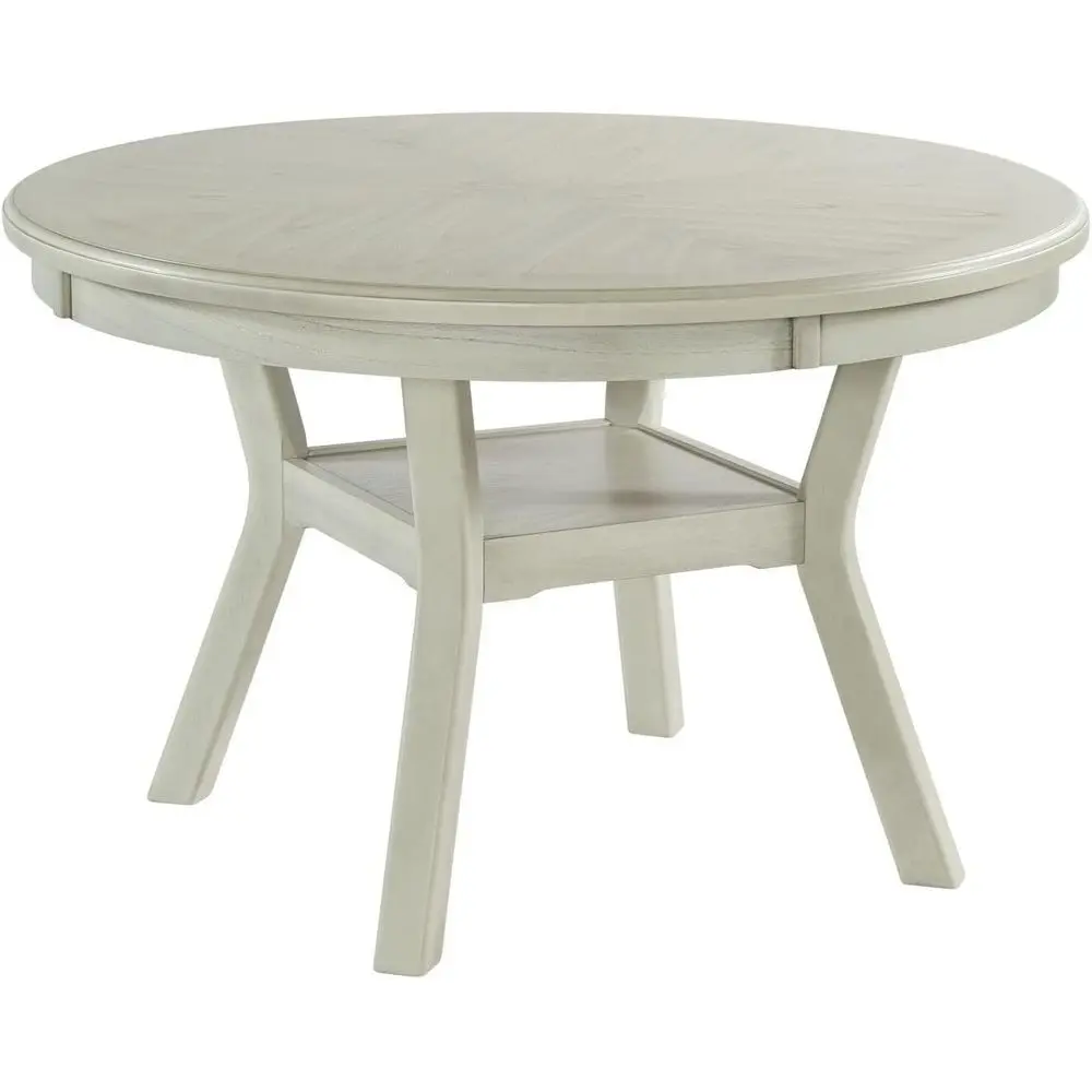 

Round Stand Height Kitchen Dining Table with Storage Shelf, 47 Diameter, Sturdy Construction, Compact for Various Spaces, Bisque