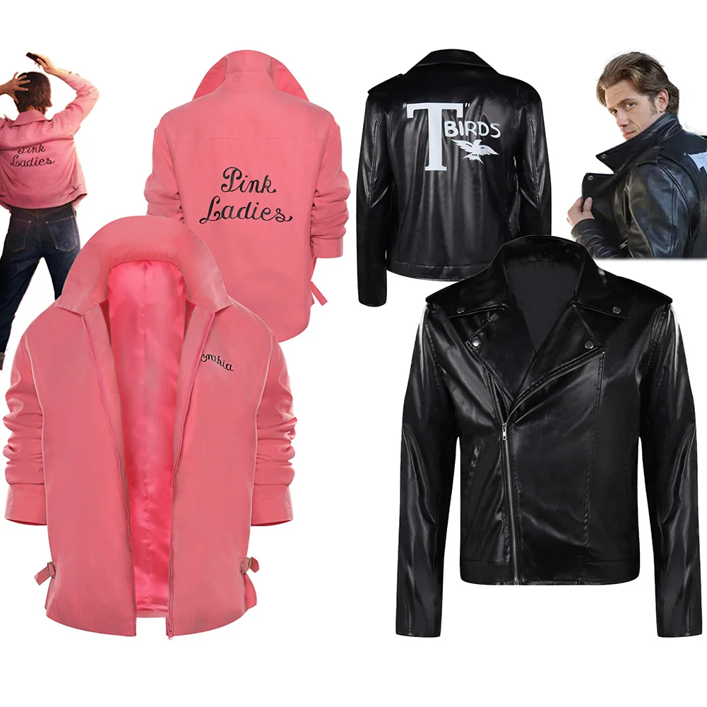 Fantasia Grease Danny-Cosplay rosa para mujer, ropa de calle informal, chaqueta para pareja, Disfraz de TV, fantasía Musical, ropa de Halloween
