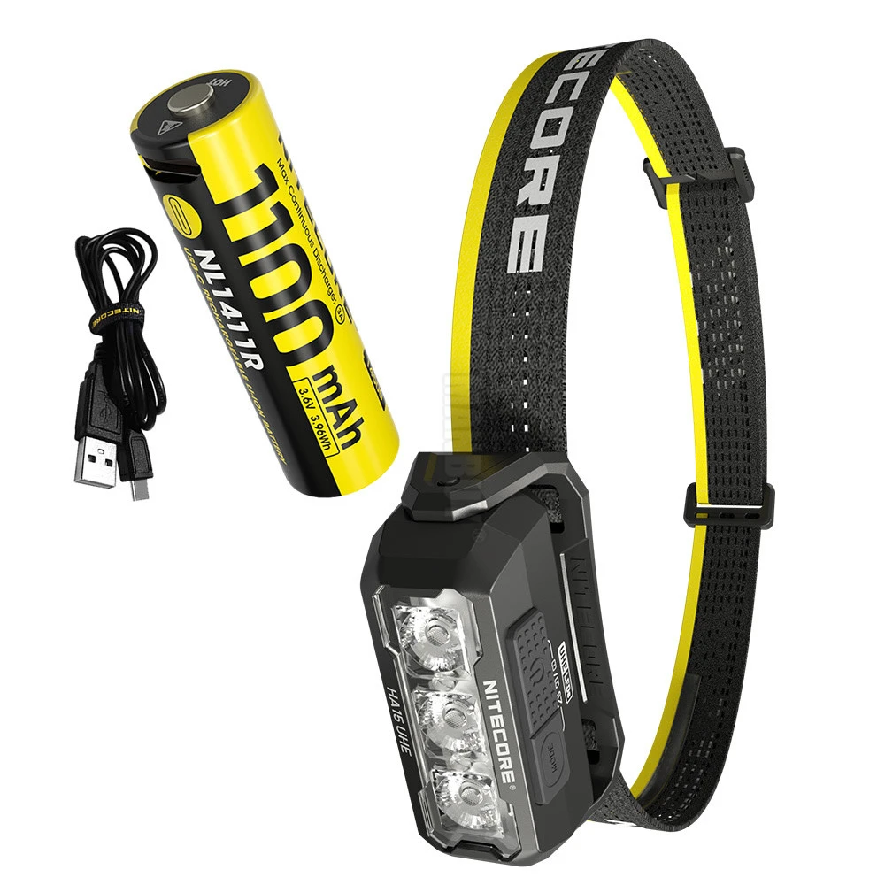 Original Nitecore HA15UHE + NL1411R Rechargeable Battery 400 Lms 6x LEDs Multipurpose Ultra Lightweight Outdoor Camping Headlamp