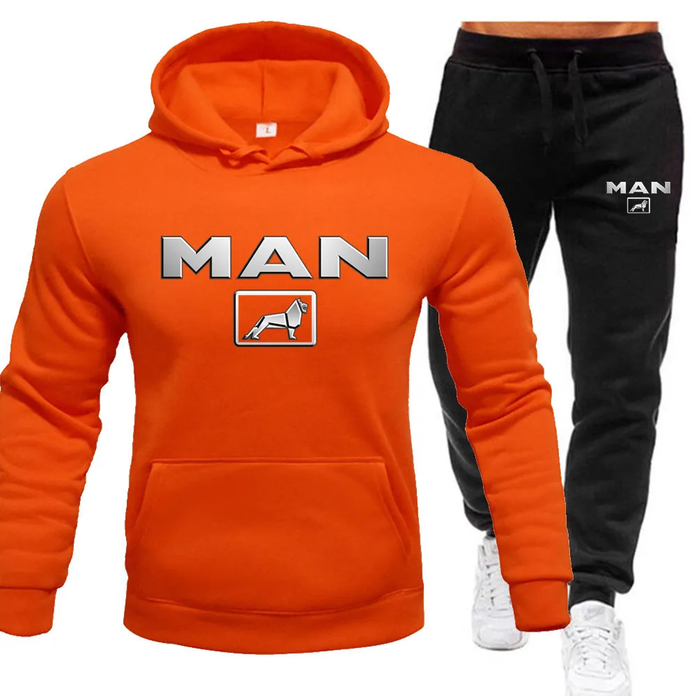 New Male Hoodie+Pants 2Pcs Jogging Sports Suit Casual Tracksuit Men Hooded Sweatshirt Outfit Spring Autumn Mens Sets Sportswear