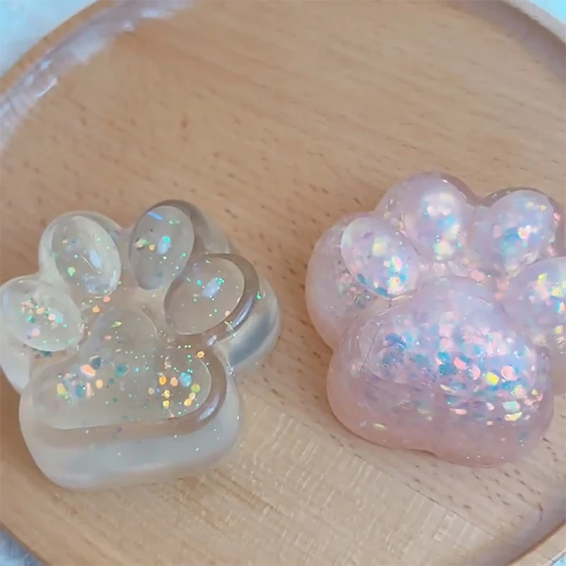 Cute Glitter Cat Paw Toys Slow Rebound Stress Relief Decompression Toy For Kids Adult Relax Toys