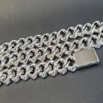 時尚方形設計古巴鏈吊墜 18MM 菱形項鍊 鑲鑽立方氧化鋯手鍊 男士派對派對禮物 8 最佳銷售 古巴項鍊 - №7