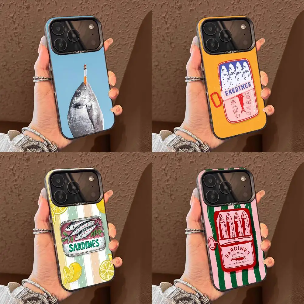 

Phone Case For iPhone 17,16,15,14,13,12,11,Pro,Max,Plus,E,Air,Mini Black Tpu Fish Funny Sardines Soft Cover