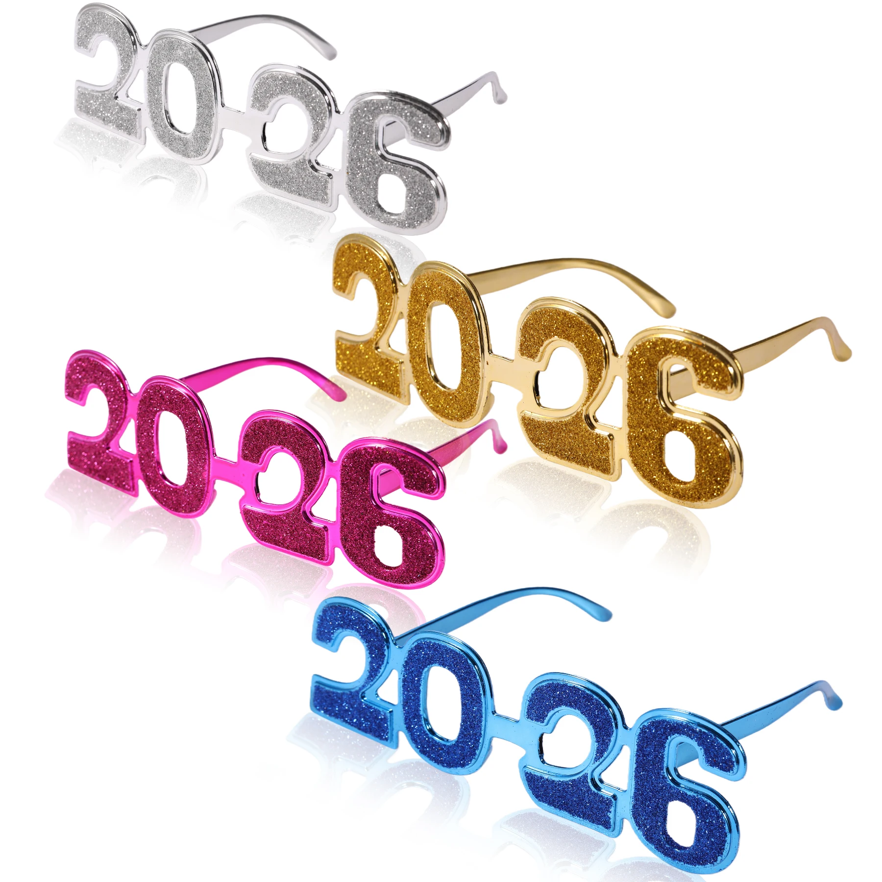 

2026 New Year's Digital Glasses Straight Sticky Powder Decorative Glasses Party Christmas Party Festival Props Glasses