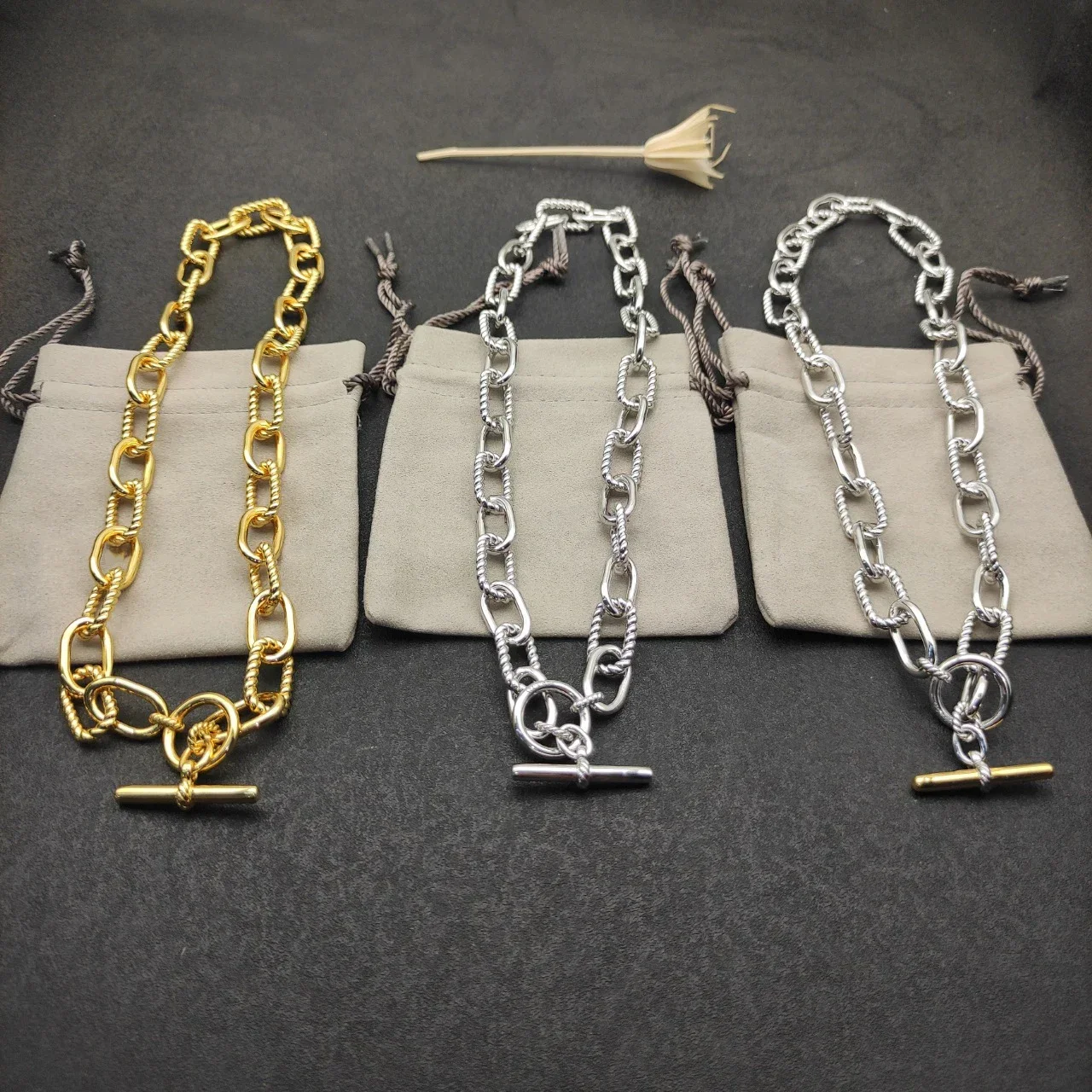 

S925 Sterling Silver New 11mm Thread Necklace Neutral Classic Fashion Simple Personality Retro Trend Luxury Jewelry Party Gift