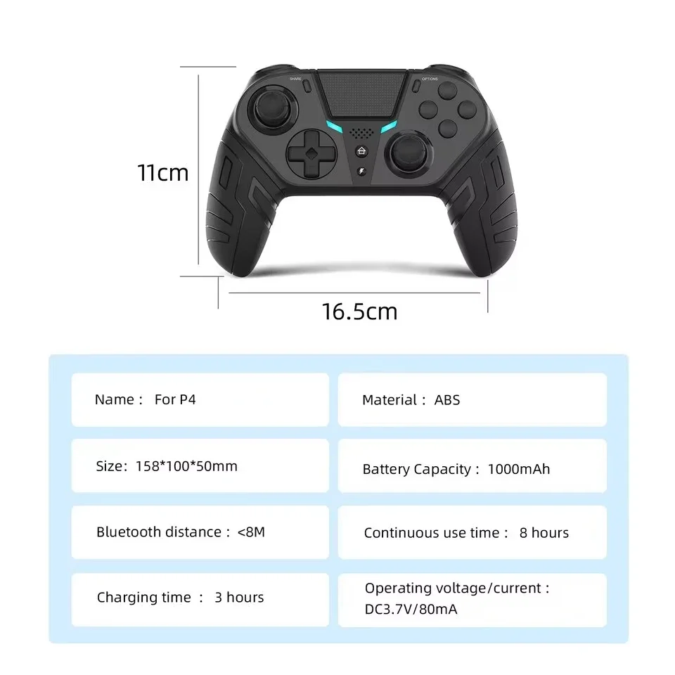 وحدة تحكم GAMINJA اللاسلكية المزدوجة الاهتزاز بلوتوث غمبد مع وظيفة توربو قابلة للبرمجة لعصا التحكم الكمبيوتر PS4