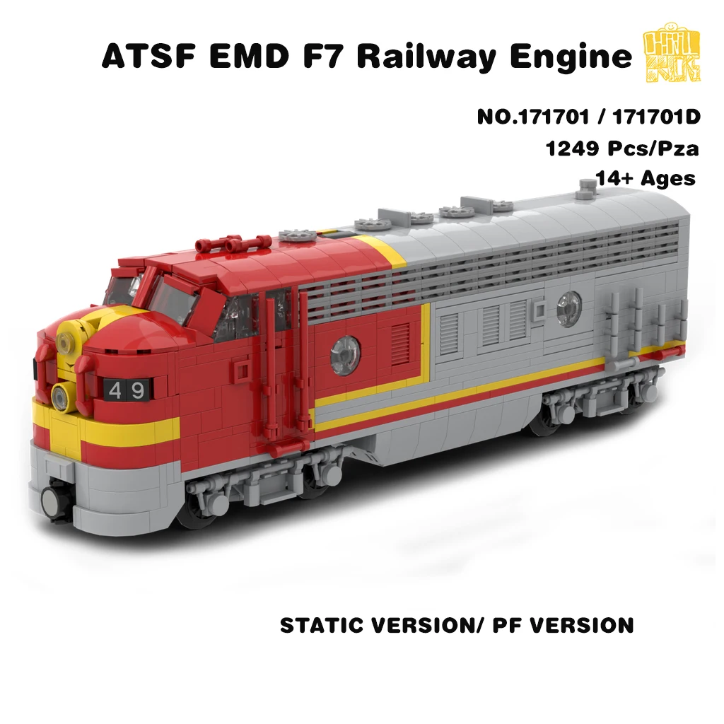 

MOC171701ATSF-E-F7 Railway Engine 1:45 Train Locomotive Model With PDF Drawings Building Blocks Bricks Birthday Christmas Gifts