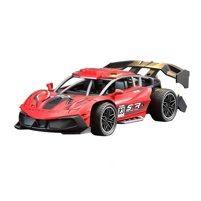 Rc profissional de corrida infantil, controle remoto, carregamento de quatro vias, spray dinâmico, simulação de carro esportivo, modelo de carro de brinquedo para meninos