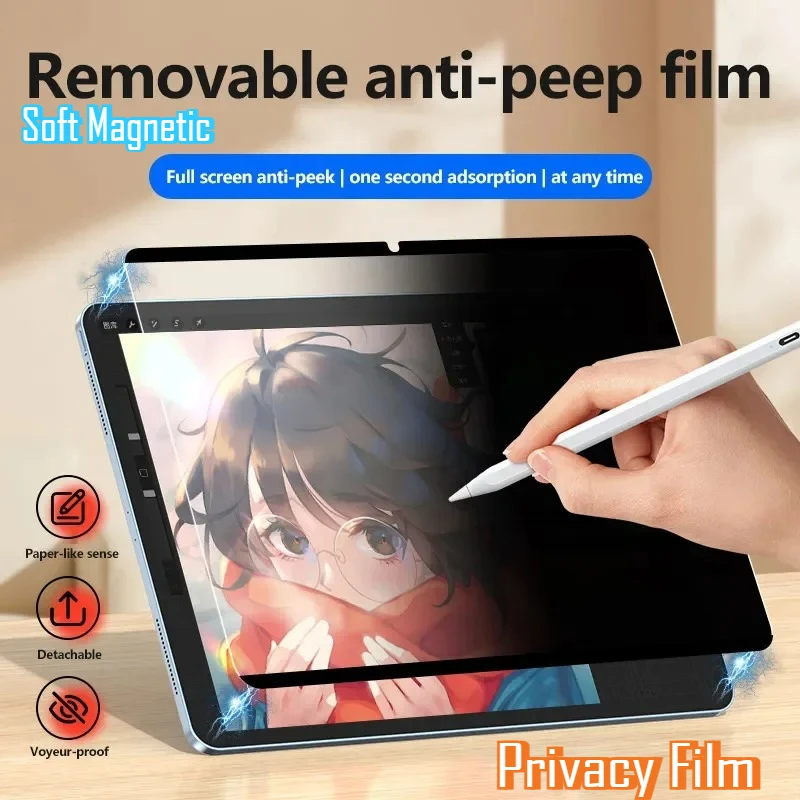 

Removable Magnetic Privacy Film for 2026 IPad A19 12th 11th/10th A16 8/9th Air 8 5 4 M4 M2 M3 11 13 Mini 6 7 A17 Pro 11 13 12.9"
